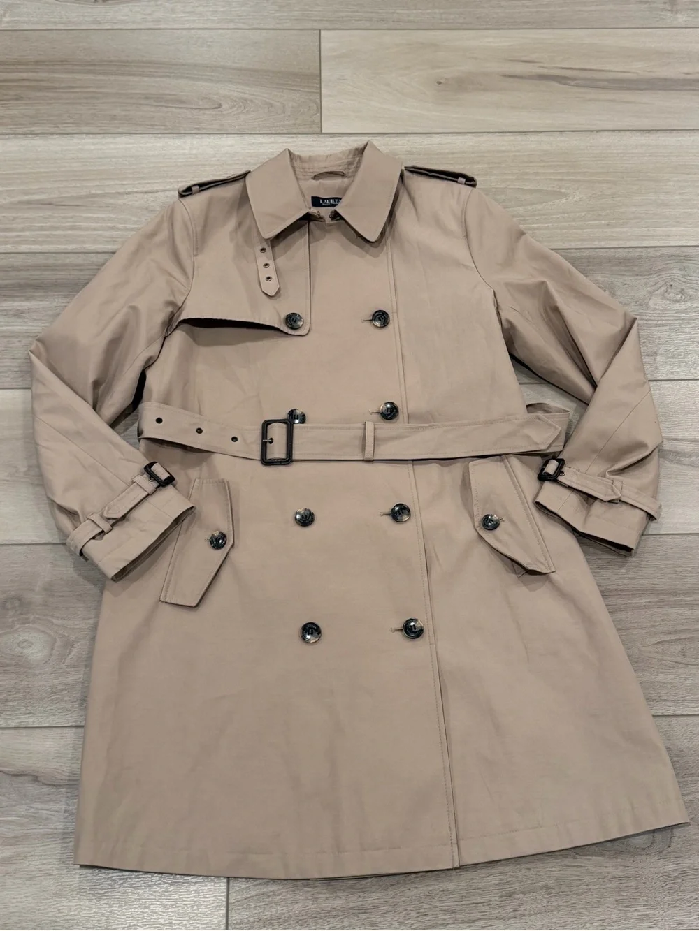 Ralph Lauren Double-Breasted Cotton-Blend Trench Coat Size XL